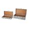 Gray Fabric Handmade Storage Decorative Box with Bronze Latches Set